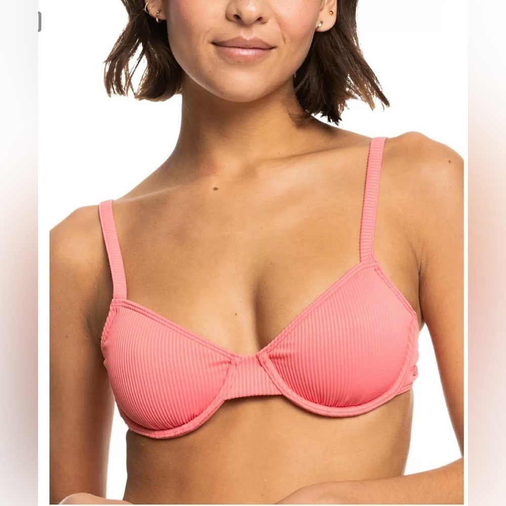 Roxy Juniors’ Ribbed Roxy Love Bikini Top Tea Rose XS